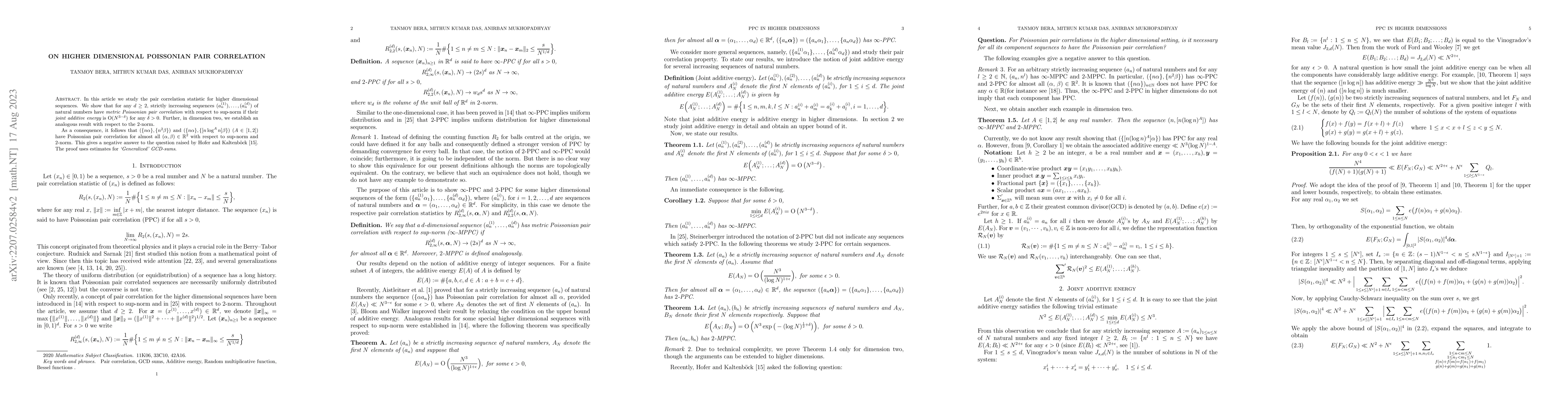 Thumbnail for On higher dimensional Poissonian pair correlation