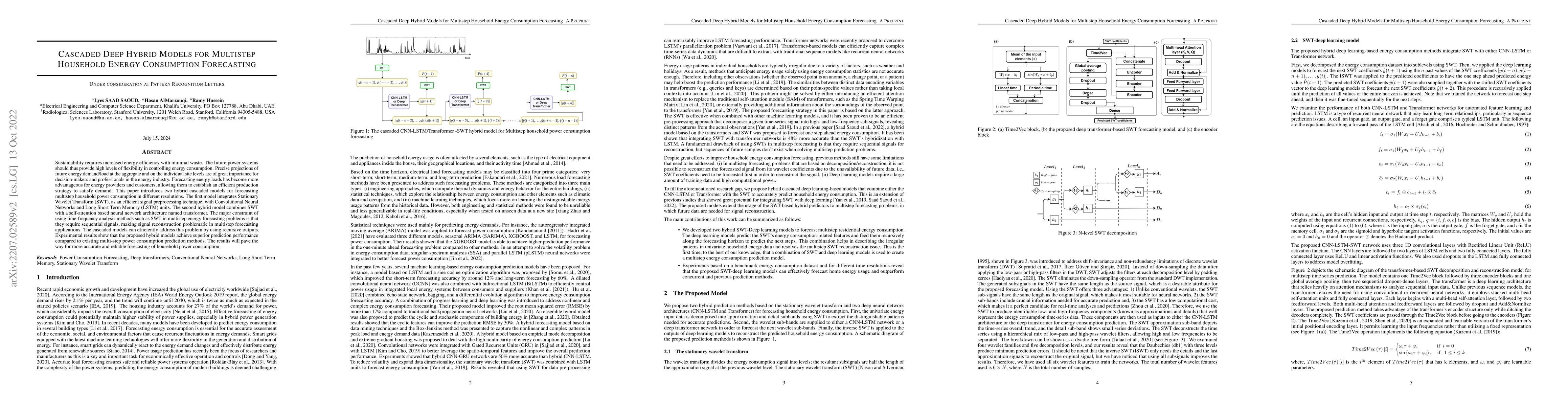 Thumbnail for Cascaded Deep Hybrid Models for Multistep Household Energy Consumption
  Forecasting