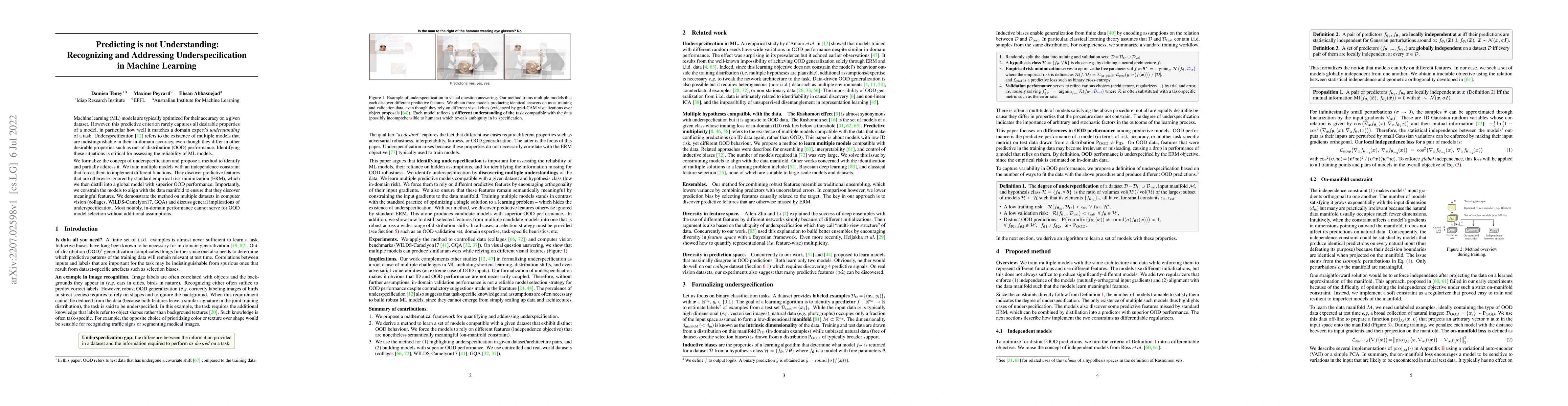 Thumbnail for Predicting is not Understanding: Recognizing and Addressing
  Underspecification in Machine Learning