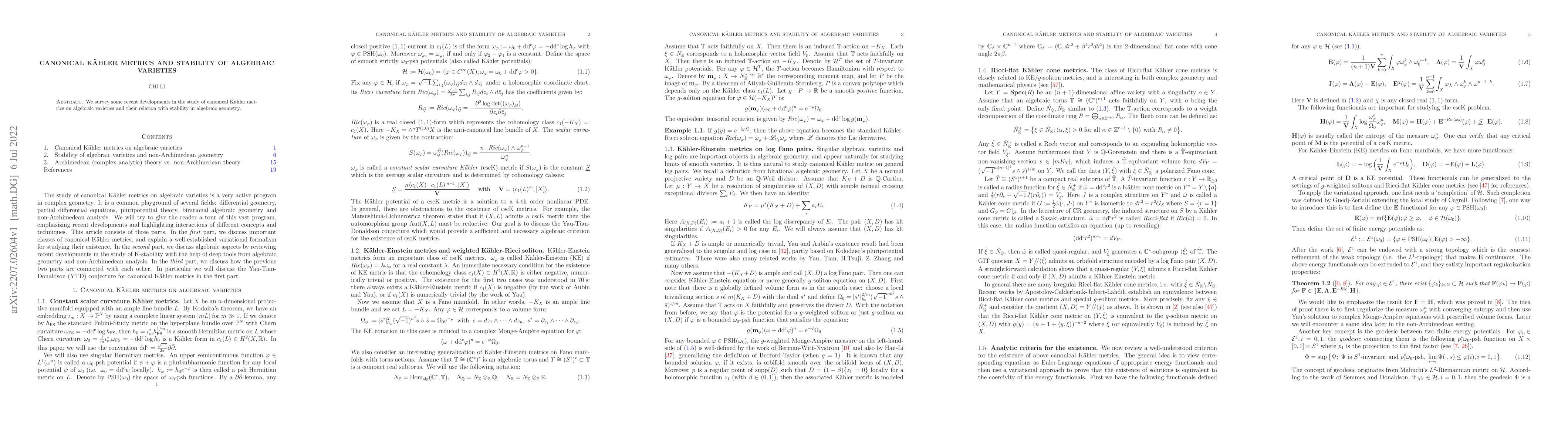 Thumbnail for Canonical K\"{a}hler metrics and stability of algebraic varieties