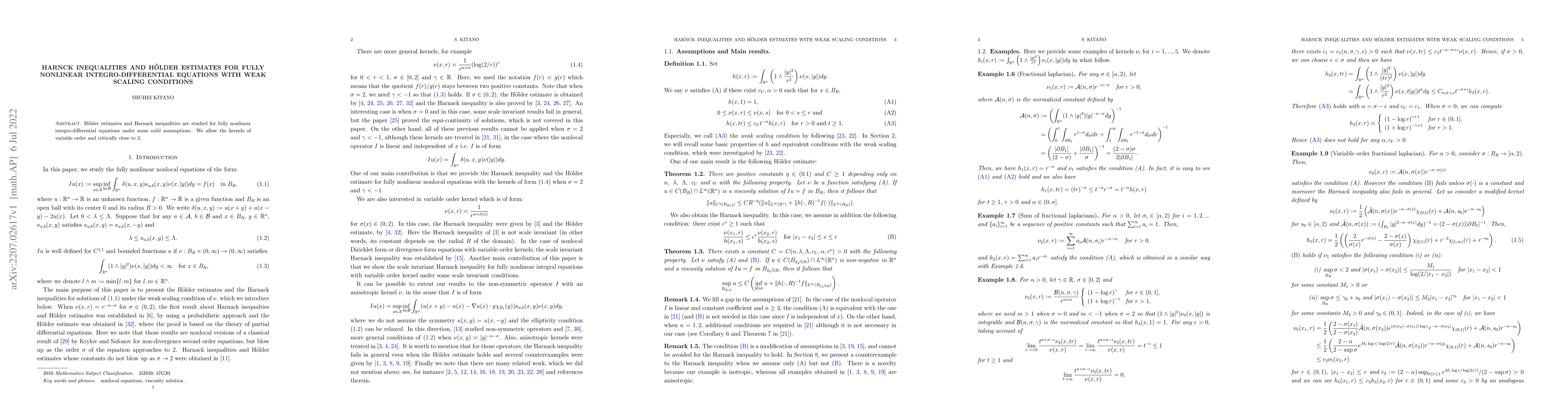 Thumbnail for Harnck inequalities and H\"older estimates for fully nonlinear
  integro-differential equations with weak scaling conditions