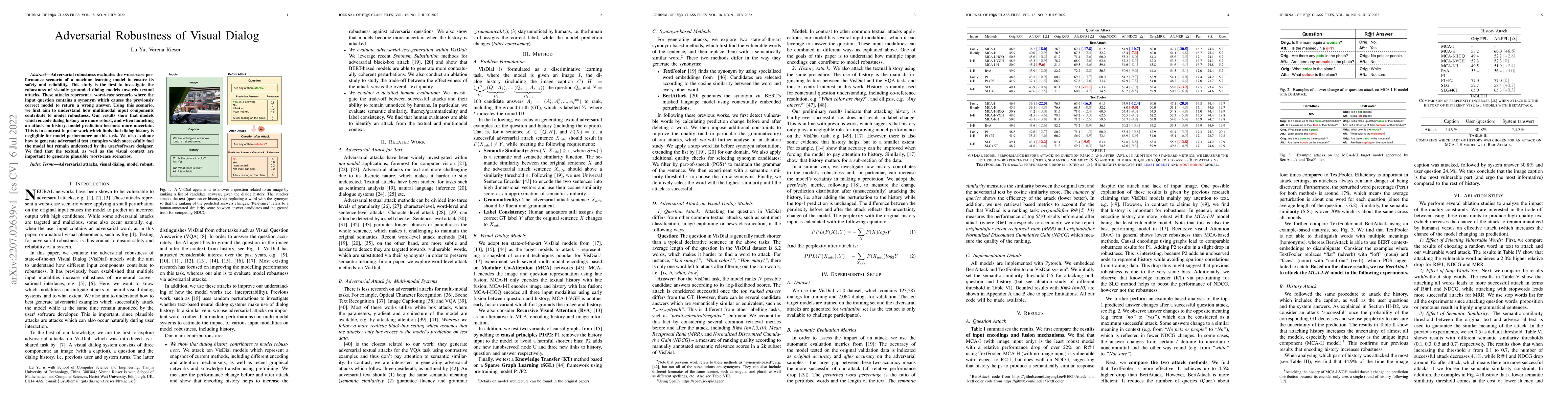 Thumbnail for Adversarial Robustness of Visual Dialog