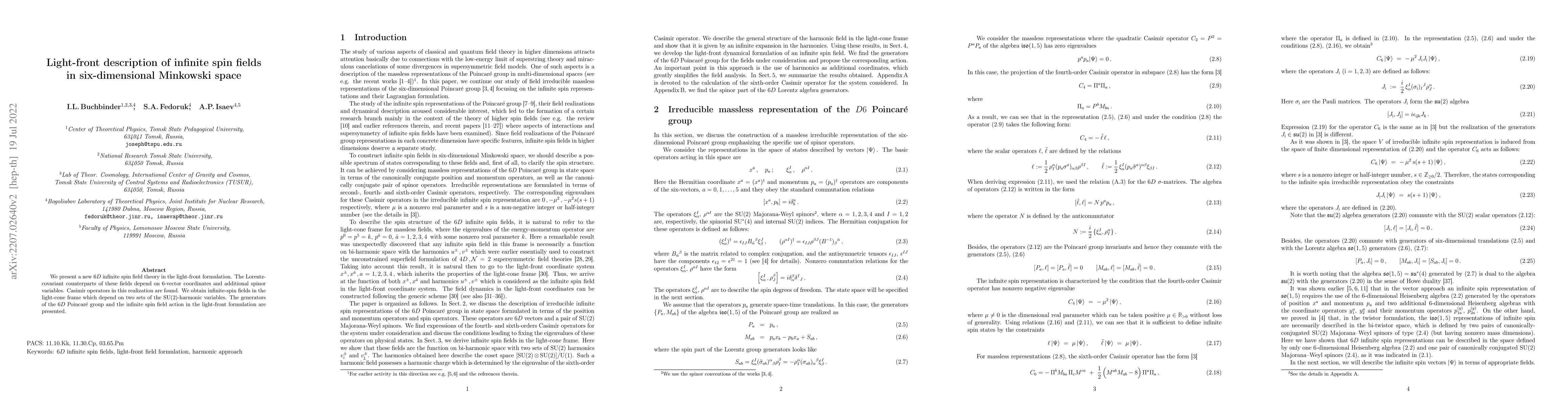 Thumbnail for Light-front description of infinite spin fields in six-dimensional
  Minkowski space