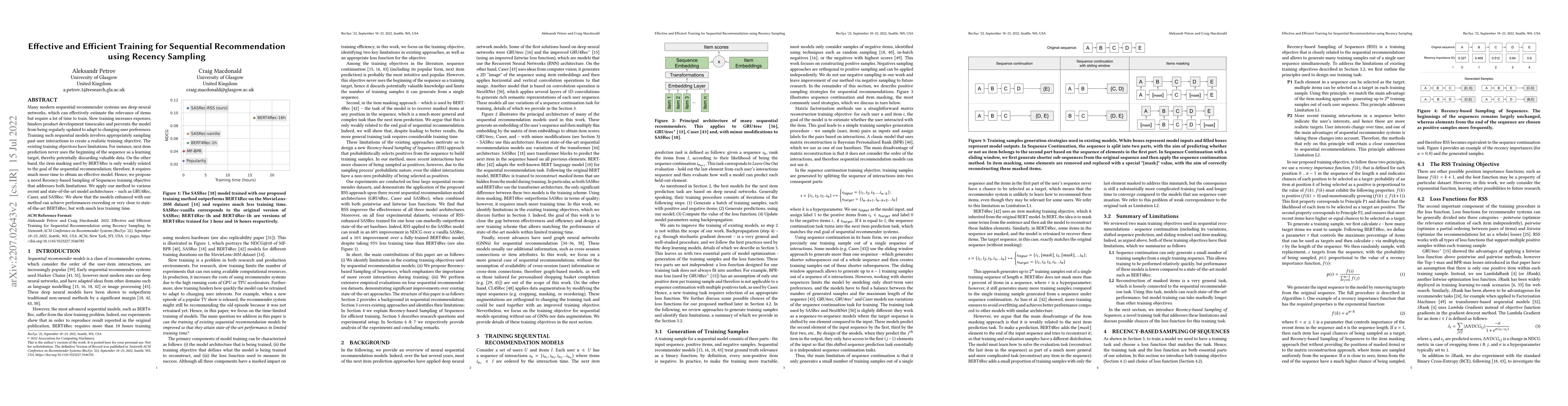 Thumbnail for Effective and Efficient Training for Sequential Recommendation using
  Recency Sampling