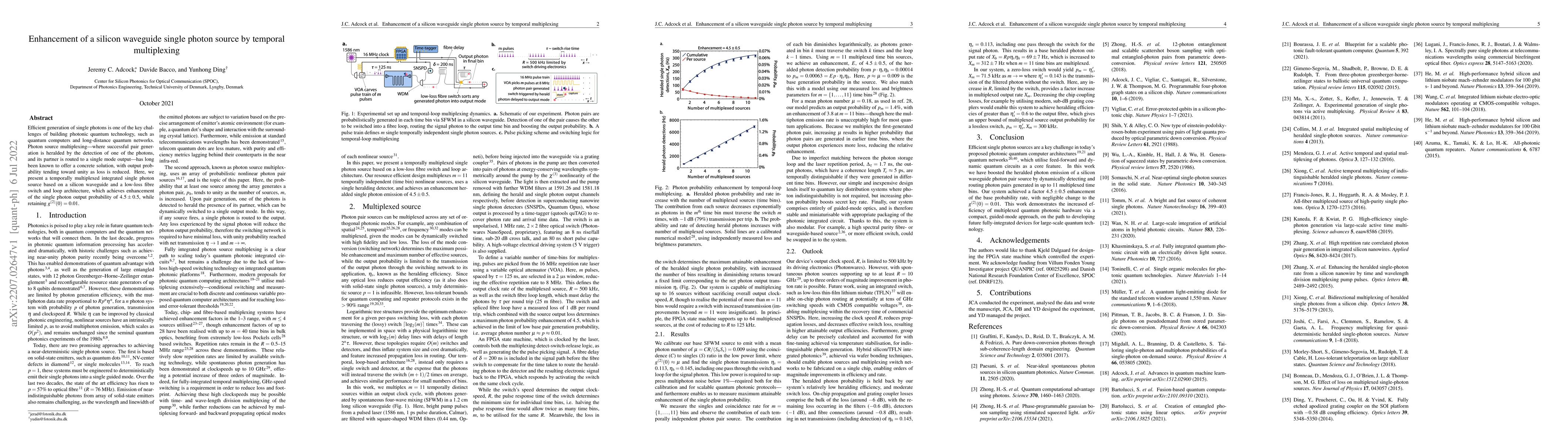 Thumbnail for Enhancement of a silicon waveguide single photon source by temporal
  multiplexing