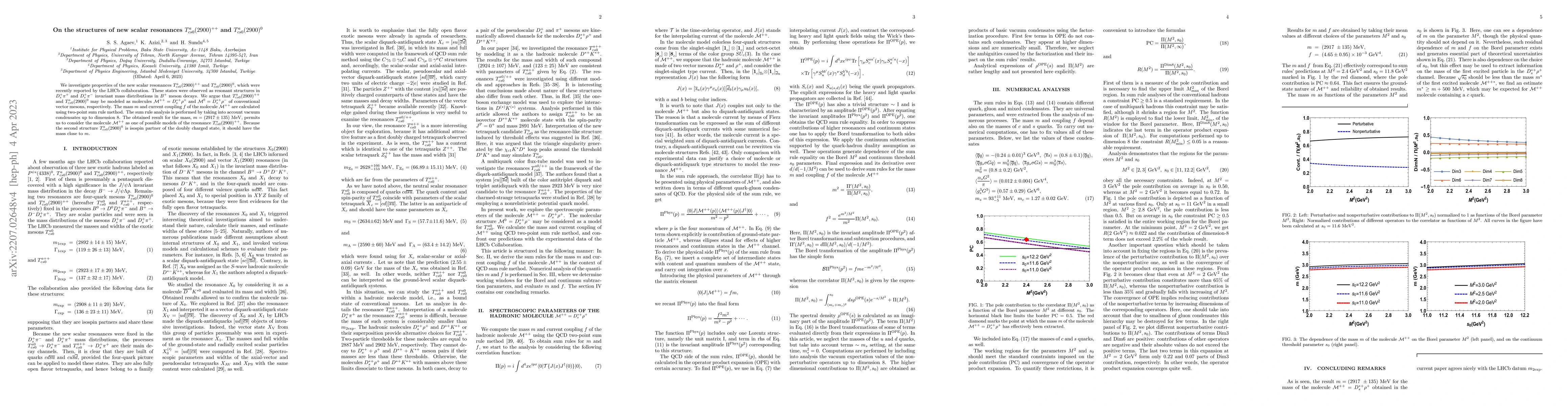 Thumbnail for On the structures of new scalar resonances $T_{cs0}^{a}(2900)^{++}$ and
  $T_{cs0}^{a}(2900)^{0}$