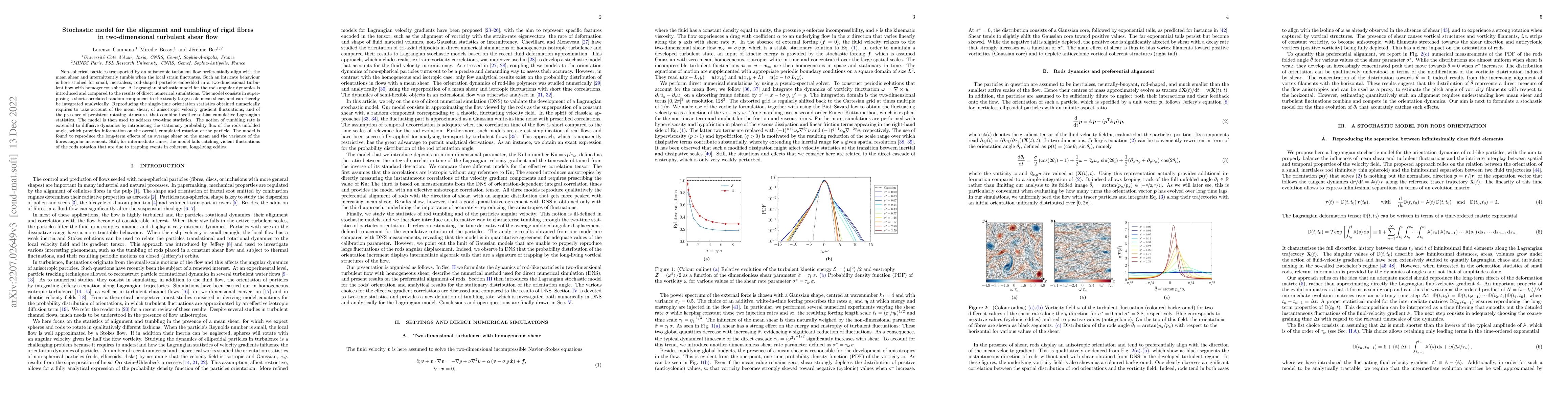 Thumbnail for Stochastic model for the alignment and tumbling of rigid fibres in
  two-dimensional turbulent shear flow