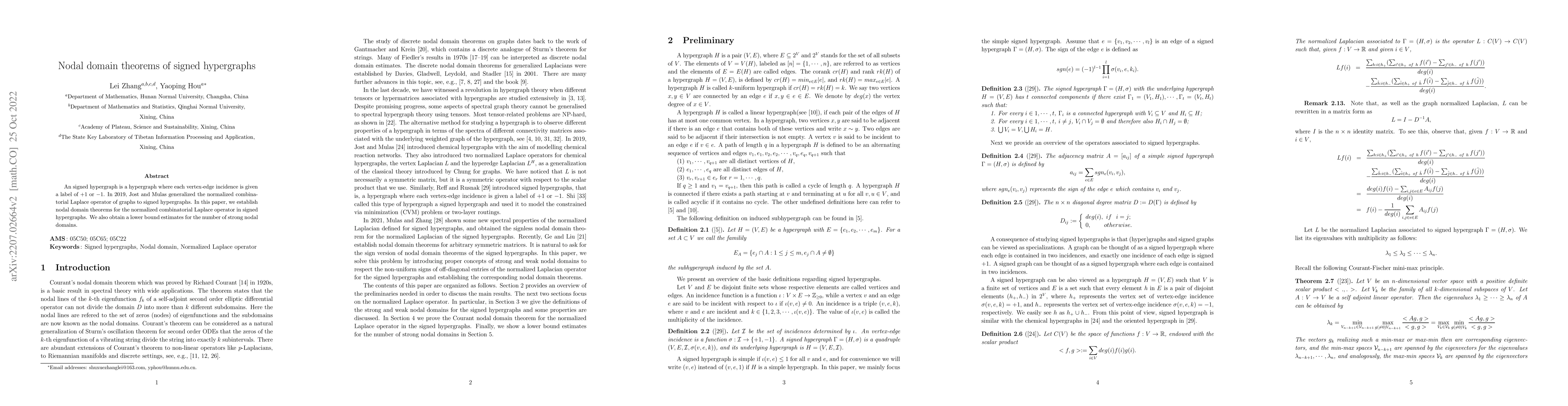 Thumbnail for Nodal domain theorem of signed hypergraphs