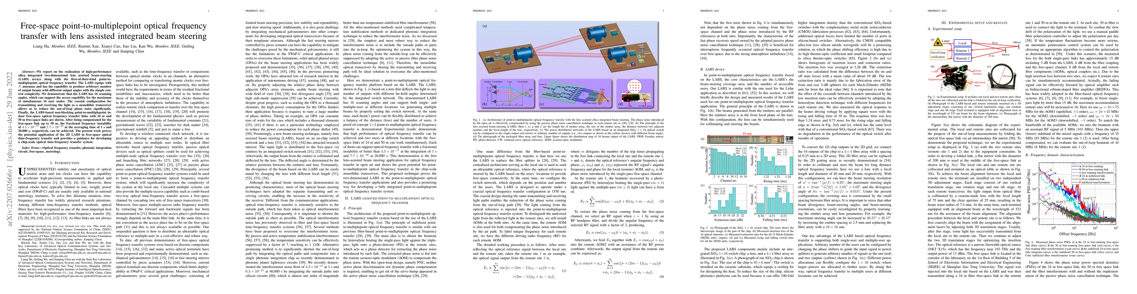 Thumbnail for Free-space point-to-multiplepoint optical frequency transfer with lens
  assisted integrated beam steering