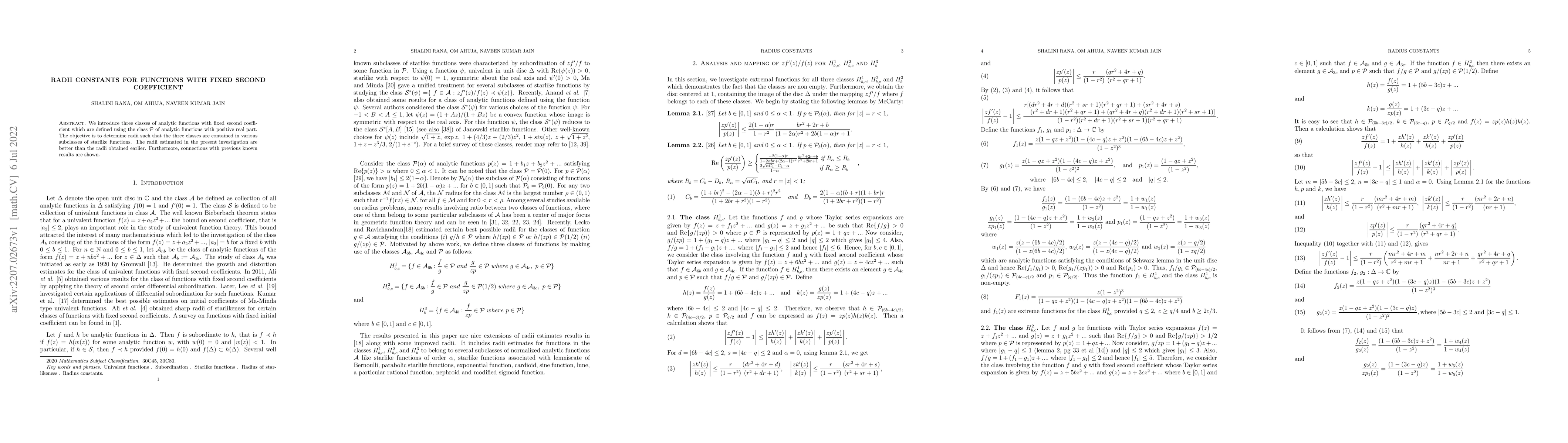 Thumbnail for Radii Constants for Functions with Fixed Second Coefficient