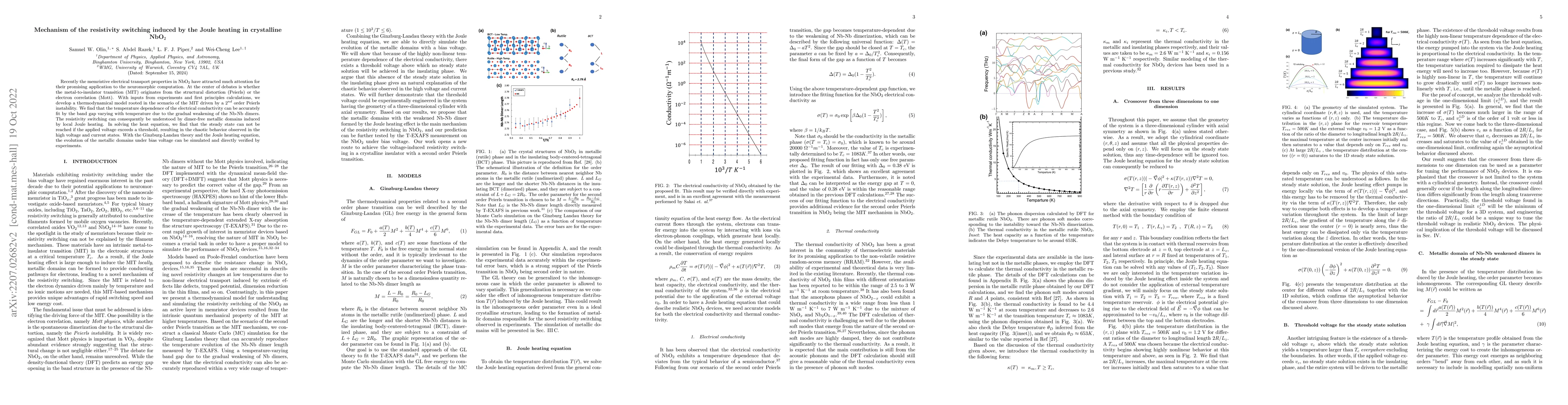 Thumbnail for Mechanism of the Resistivity Switching Induced by the Joule Heating in
  Crystalline NbO$_2$