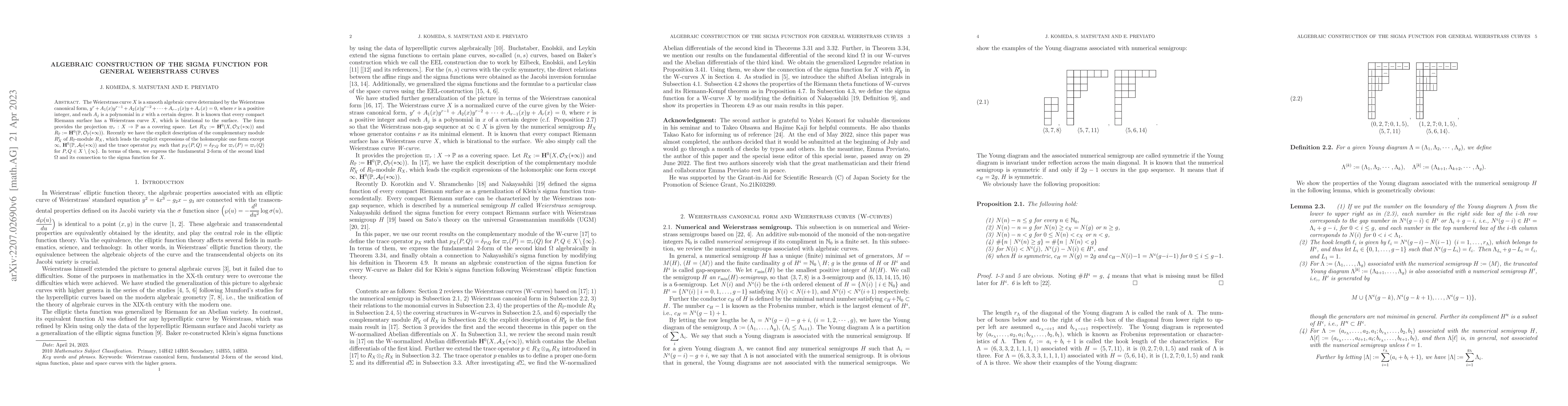 Thumbnail for Algebraic construction of the sigma function for general Weierstrass
  curves