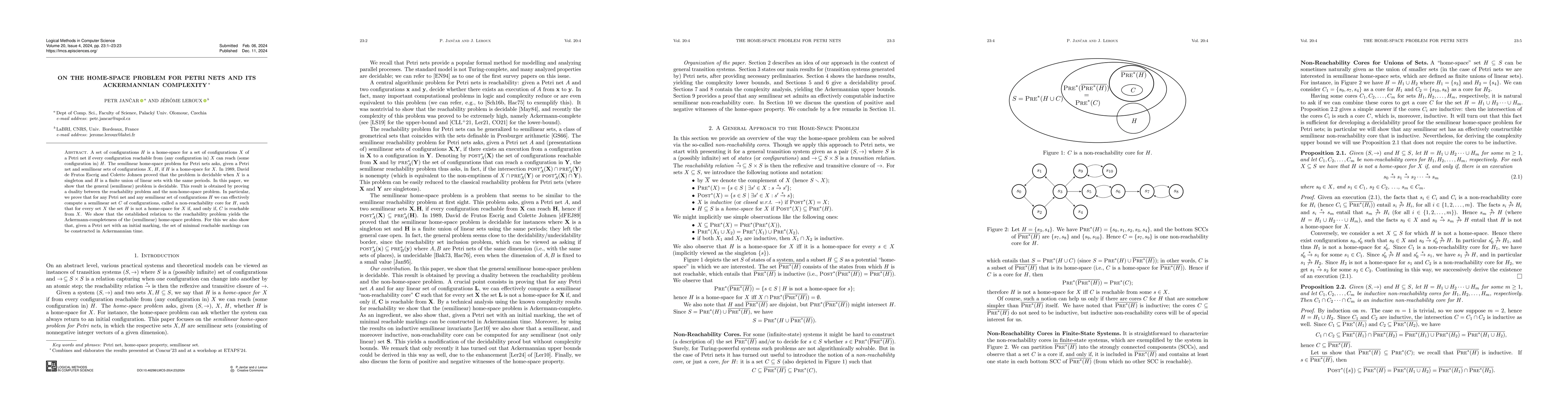 Thumbnail for On the Home-Space Problem for Petri Nets and its Ackermannian Complexity