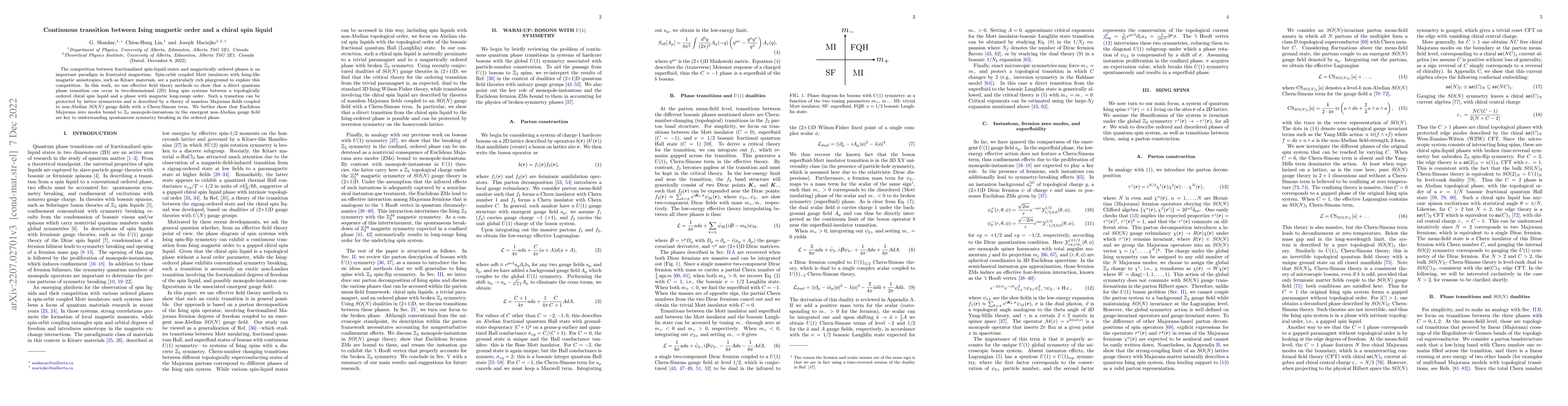Thumbnail for Continuous transition between Ising magnetic order and a chiral spin
  liquid