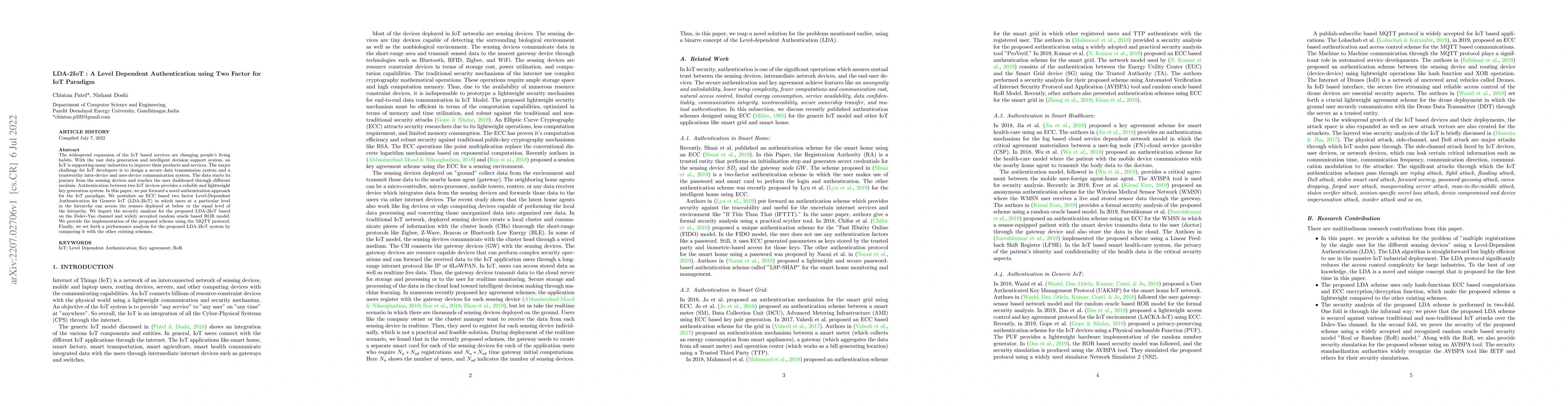 Thumbnail for LDA-2IoT : A Level Dependent Authentication using Two Factor for IoT
  Paradigm