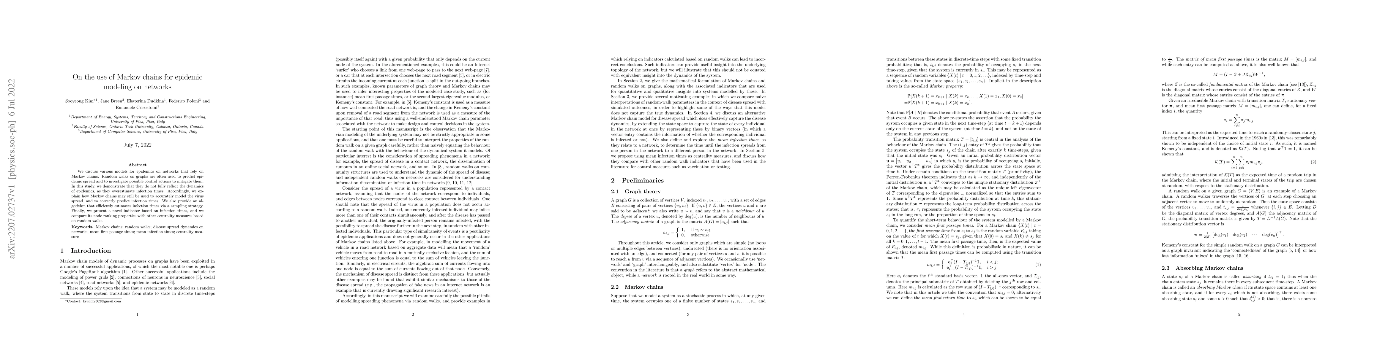 Thumbnail for On the use of Markov chains for epidemic modeling on networks