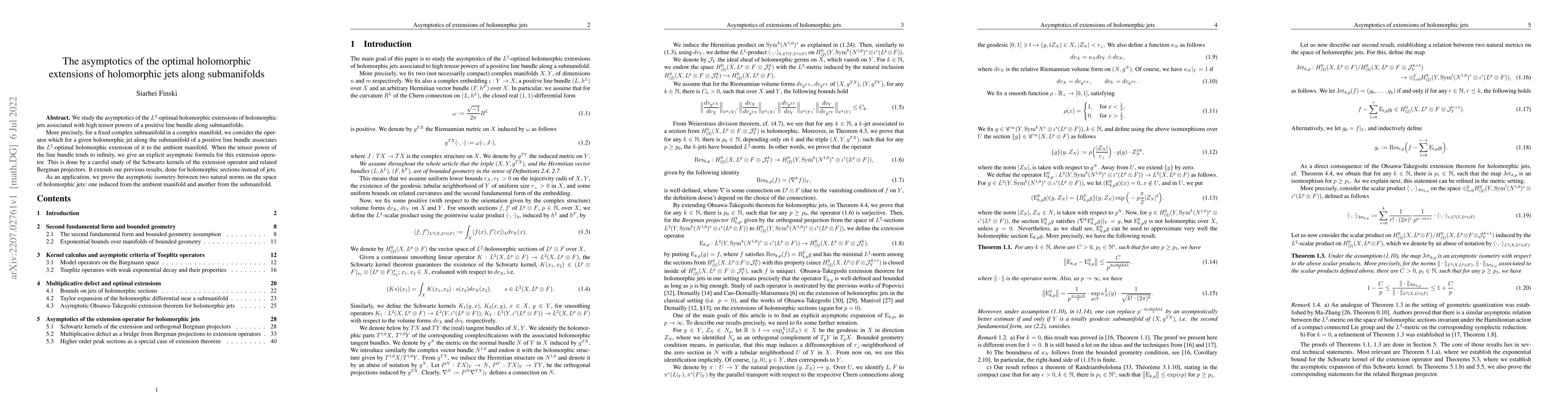 Thumbnail for The asymptotics of the optimal holomorphic extensions of holomorphic
  jets along submanifolds