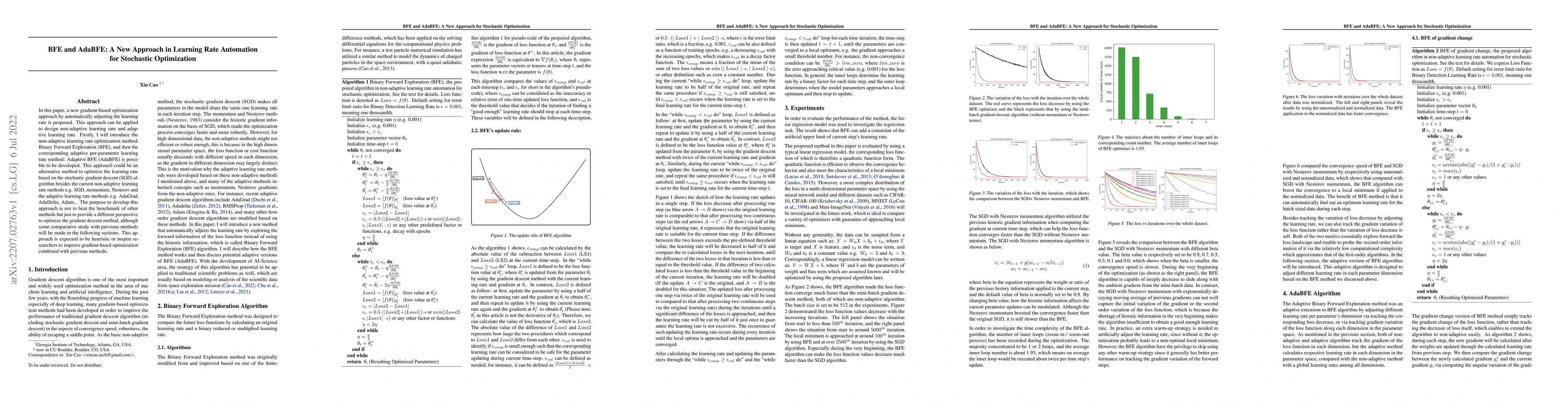 Thumbnail for BFE and AdaBFE: A New Approach in Learning Rate Automation for
  Stochastic Optimization