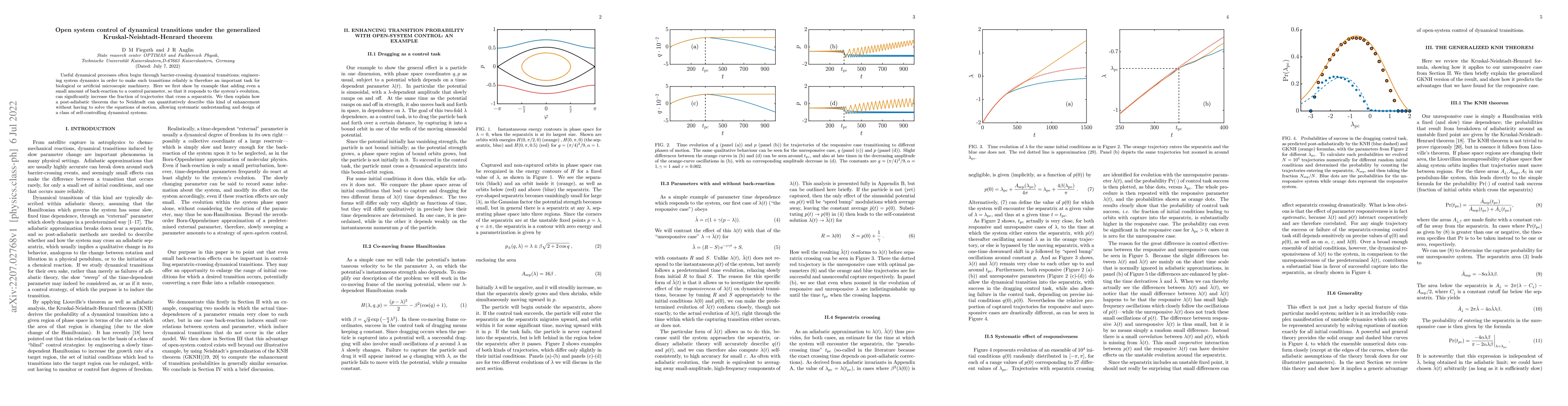 Thumbnail for Open system control of dynamical transitions under the generalized
  Kruskal-Neishtadt-Henrard theorem