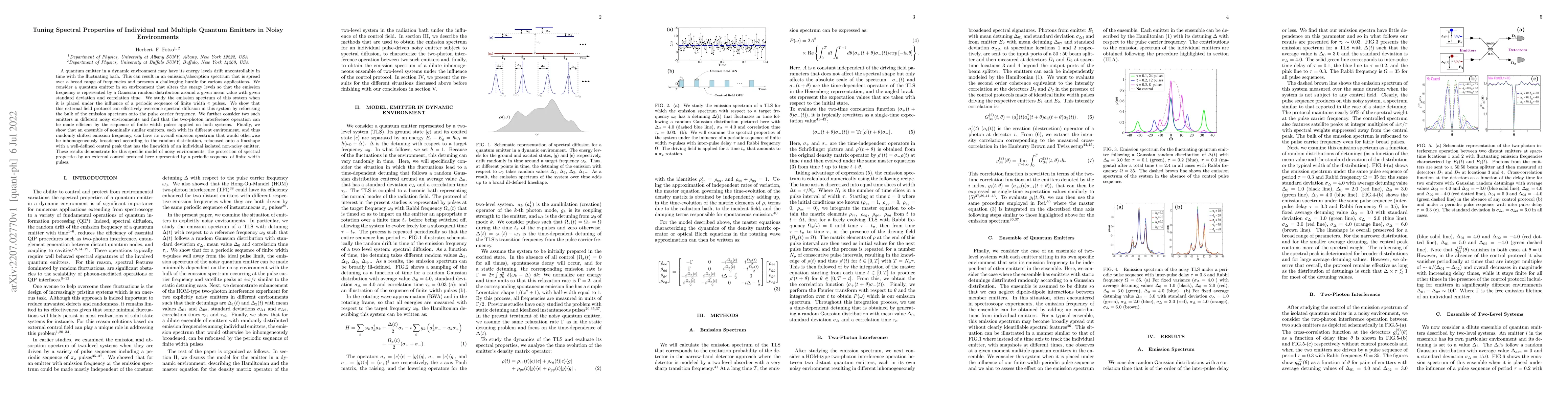 Thumbnail for Tuning Spectral Properties of Individual and Multiple Quantum Emitters
  in Noisy Environments