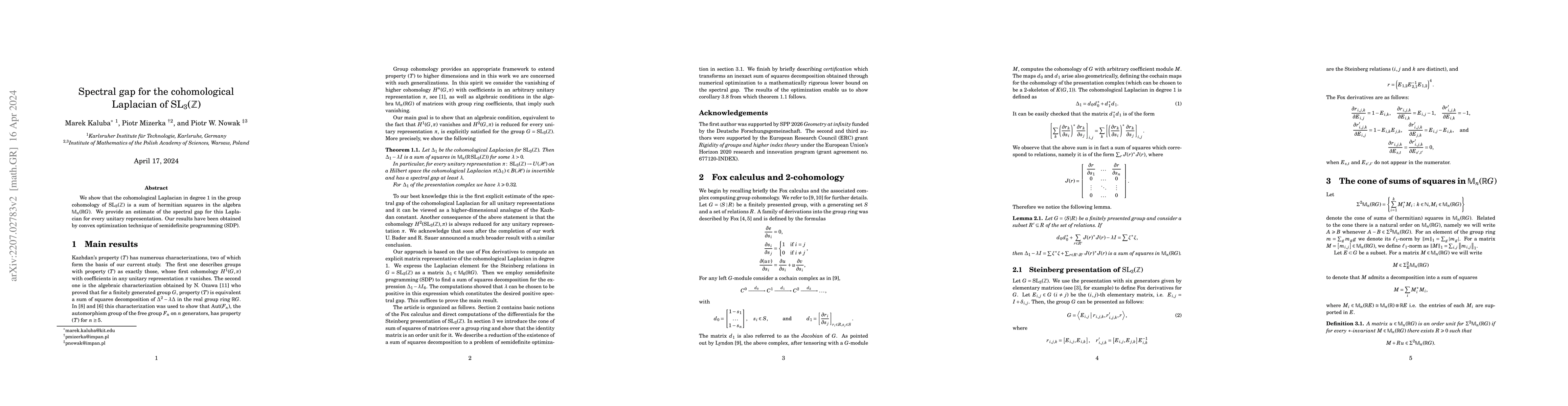 Thumbnail for Spectral gap for the cohomological Laplacian of
  $\operatorname{SL}_3(\mathbb{Z})$