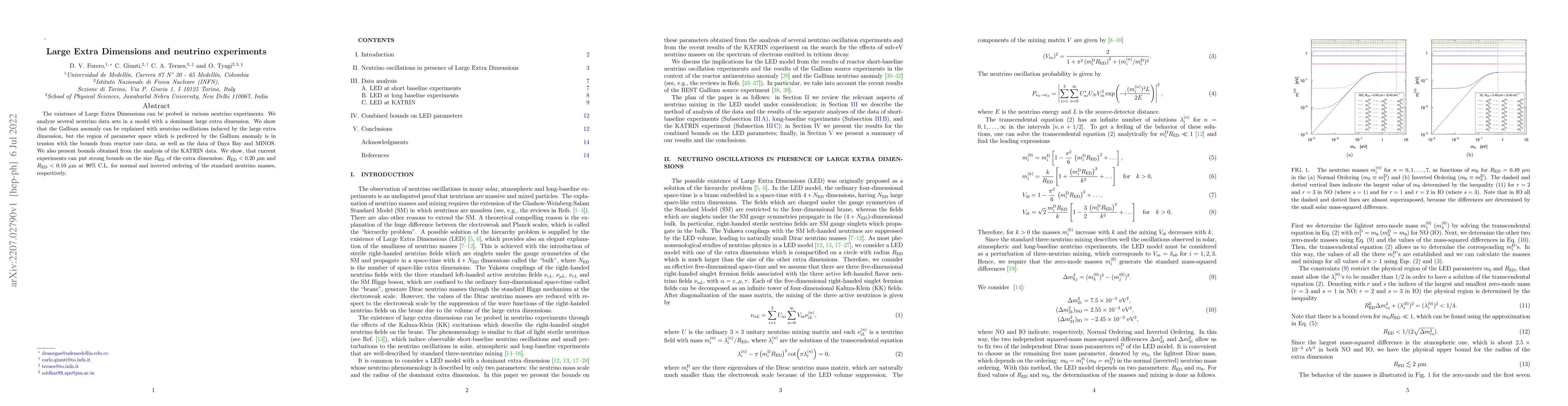 Thumbnail for Large Extra Dimensions and neutrino experiments