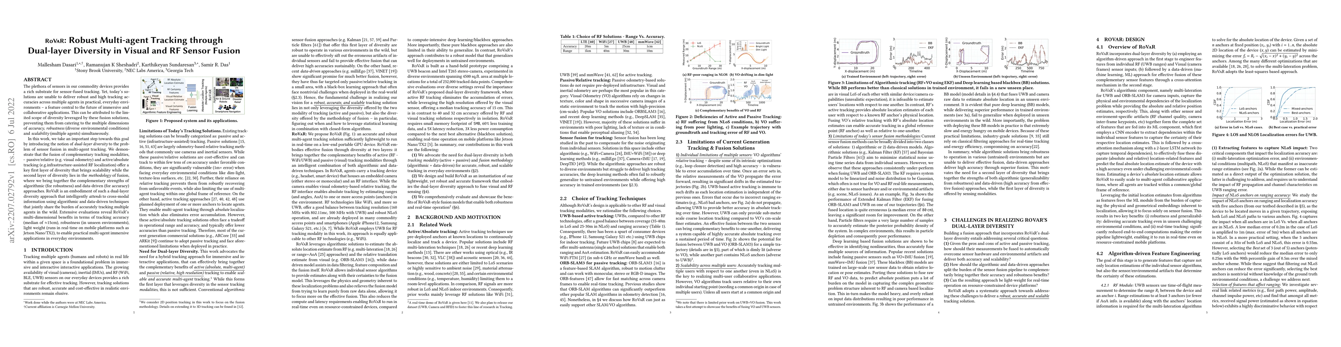 Thumbnail for RoVaR: Robust Multi-agent Tracking through Dual-layer Diversity in
  Visual and RF Sensor Fusion