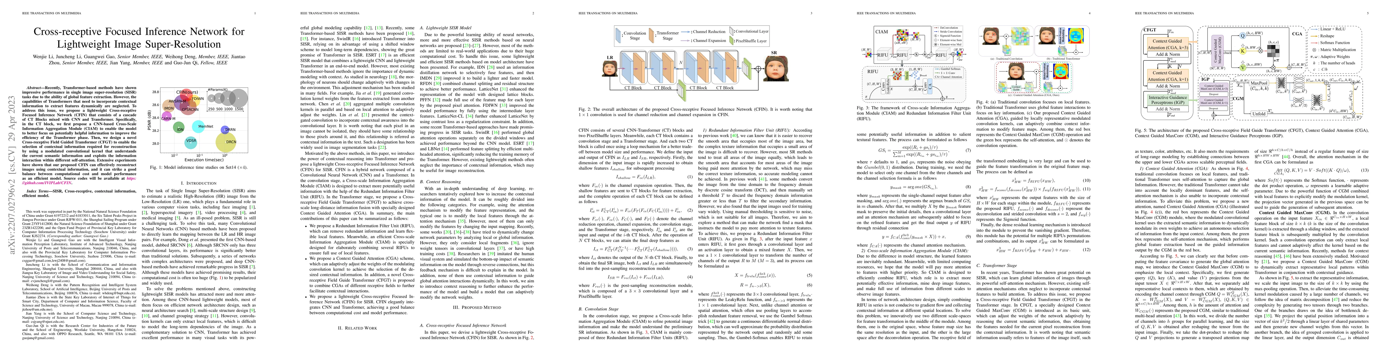 Thumbnail for Cross-receptive Focused Inference Network for Lightweight Image
  Super-Resolution