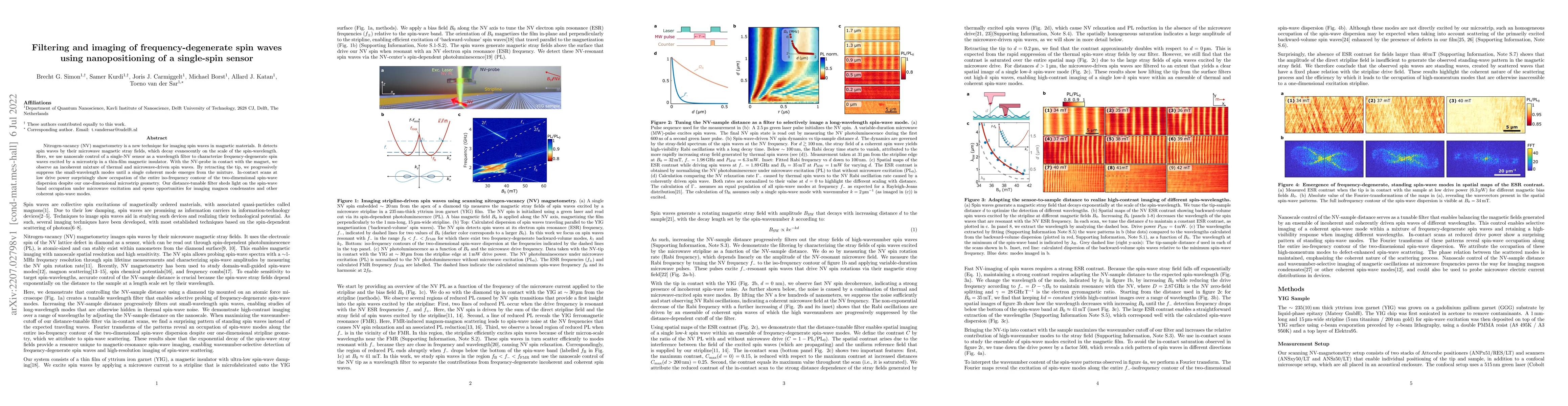 Thumbnail for Filtering and imaging of frequency-degenerate spin waves using
  nanopositioning of a single-spin sensor