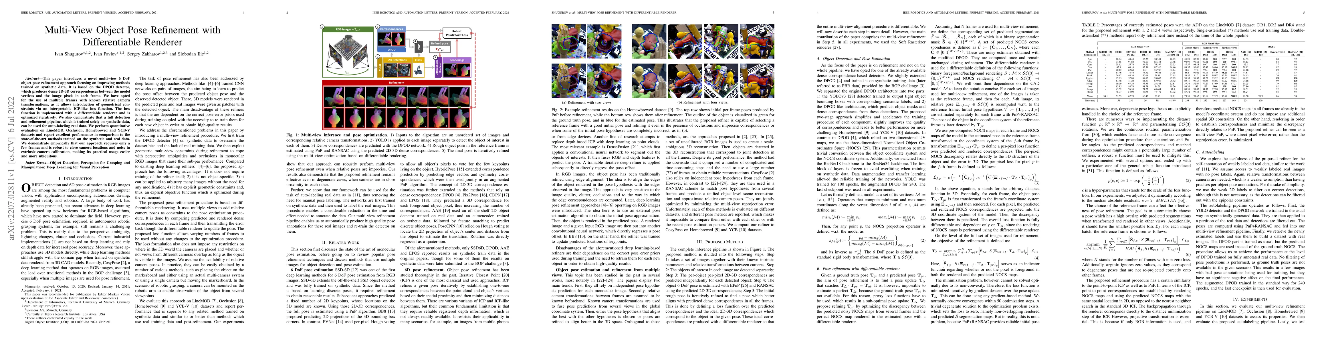 Thumbnail for Multi-View Object Pose Refinement With Differentiable Renderer