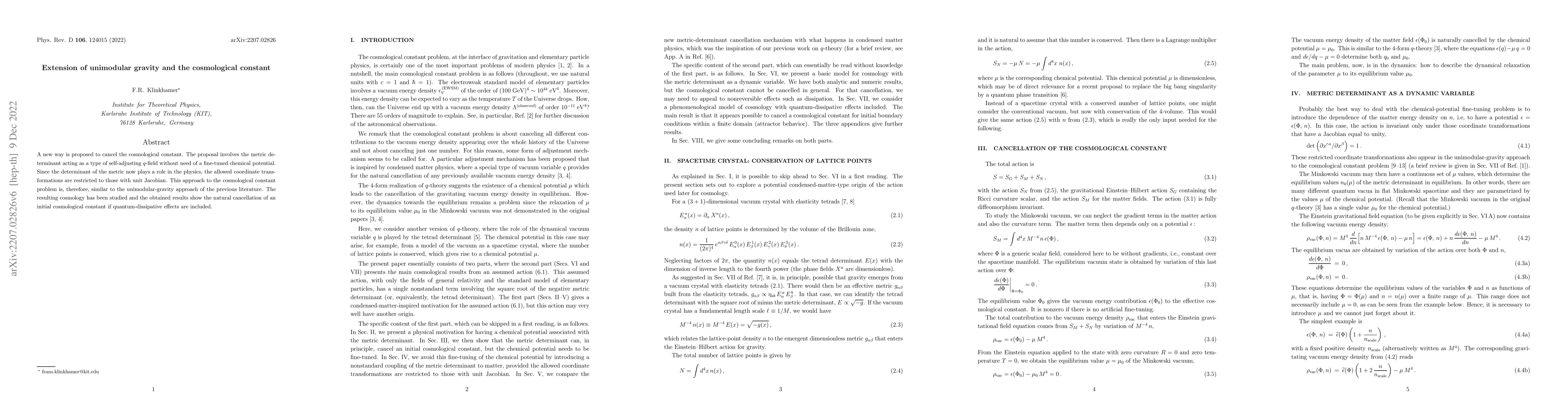 Thumbnail for Extension of unimodular gravity and the cosmological constant