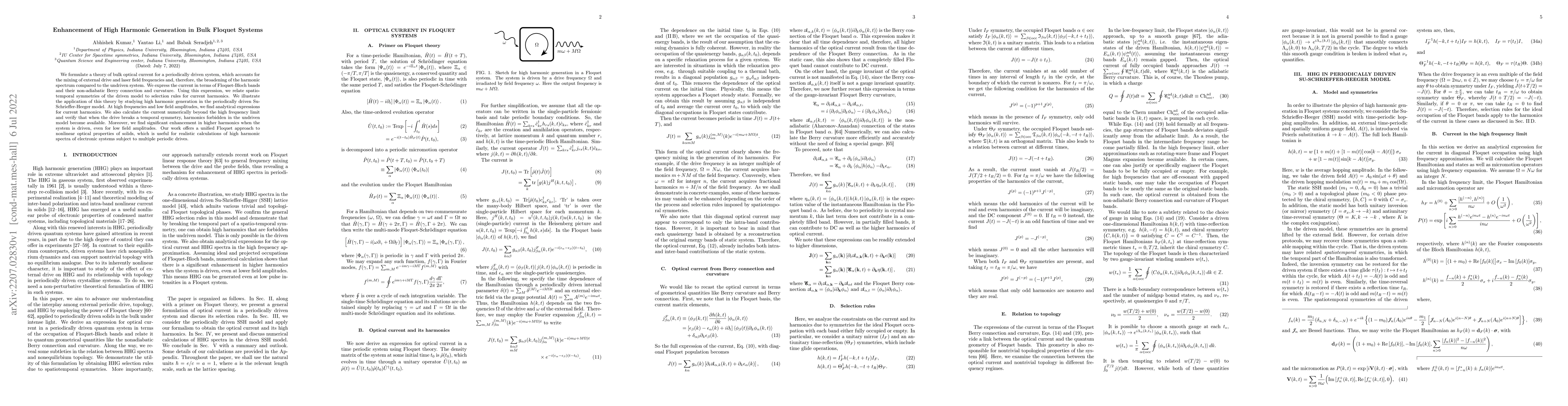 Thumbnail for Enhancement of High Harmonic Generation in Bulk Floquet Systems