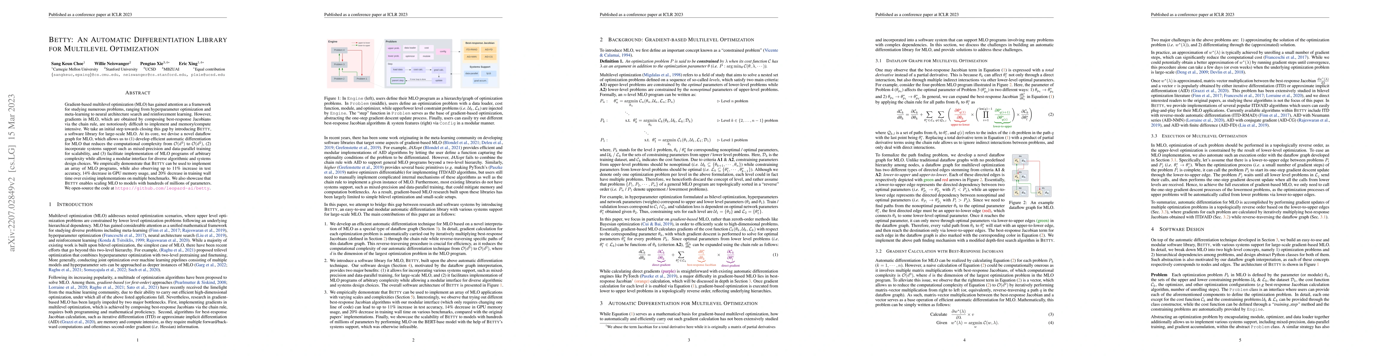 Thumbnail for Betty: An Automatic Differentiation Library for Multilevel Optimization