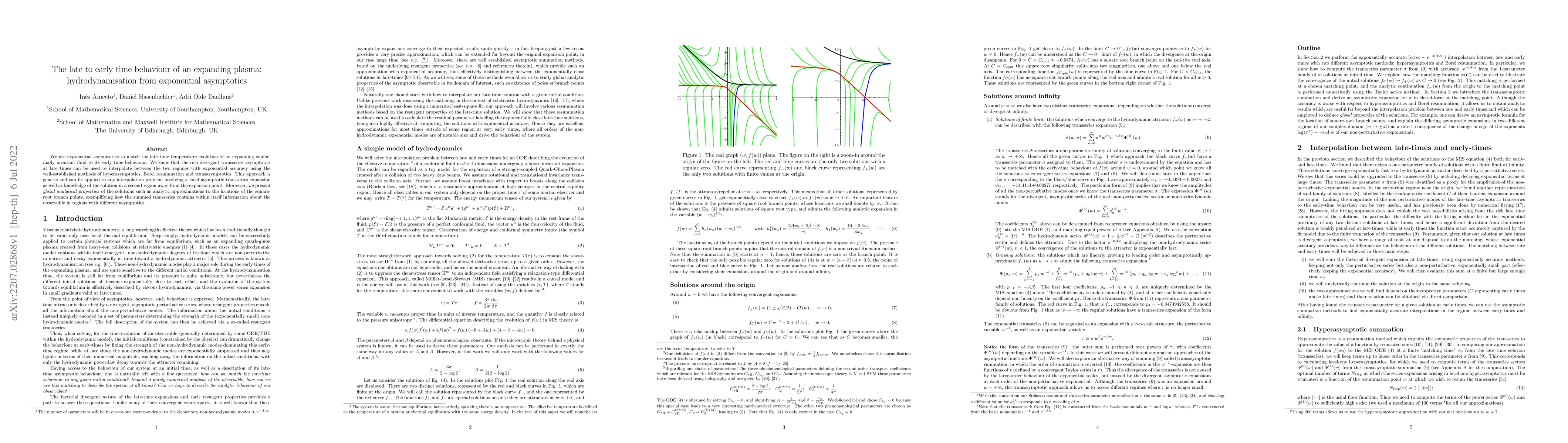 Thumbnail for The late to early time behaviour of an expanding plasma:
  hydrodynamisation from exponential asymptotics