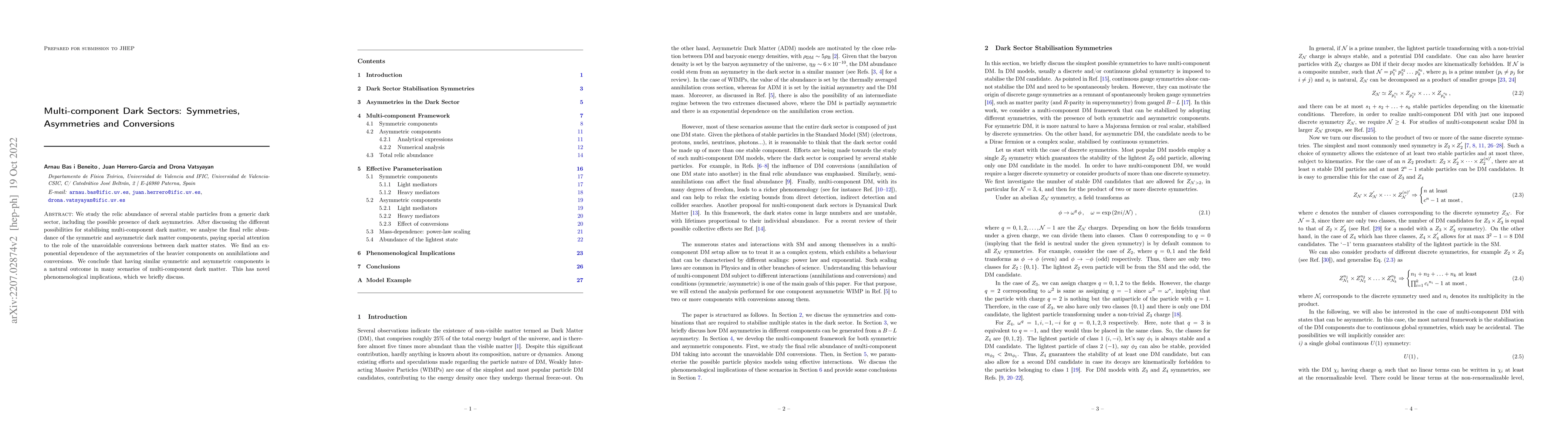 Thumbnail for Multi-component Dark Sectors: Symmetries, Asymmetries and Conversions