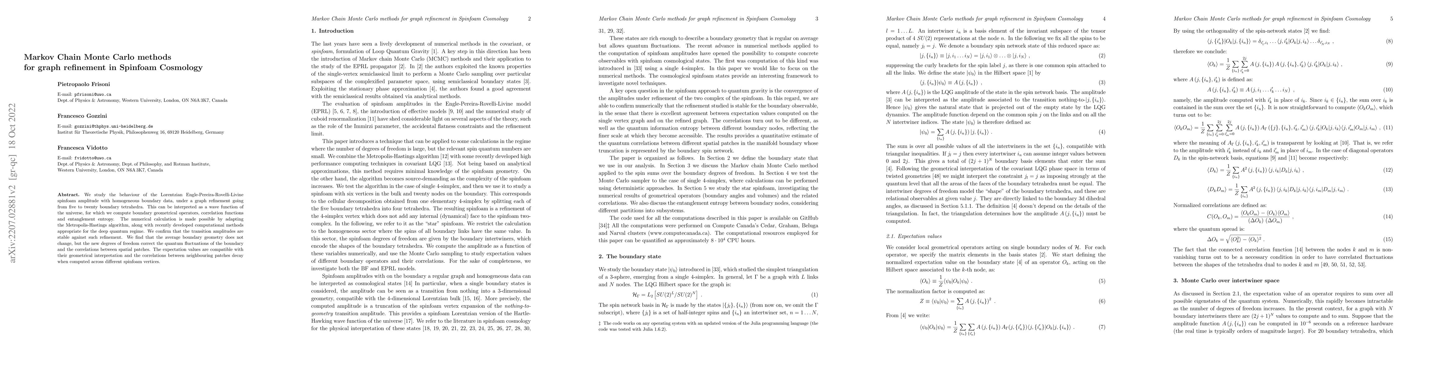 Thumbnail for Markov Chain Monte Carlo methods for graph refinement in Spinfoam
  Cosmology