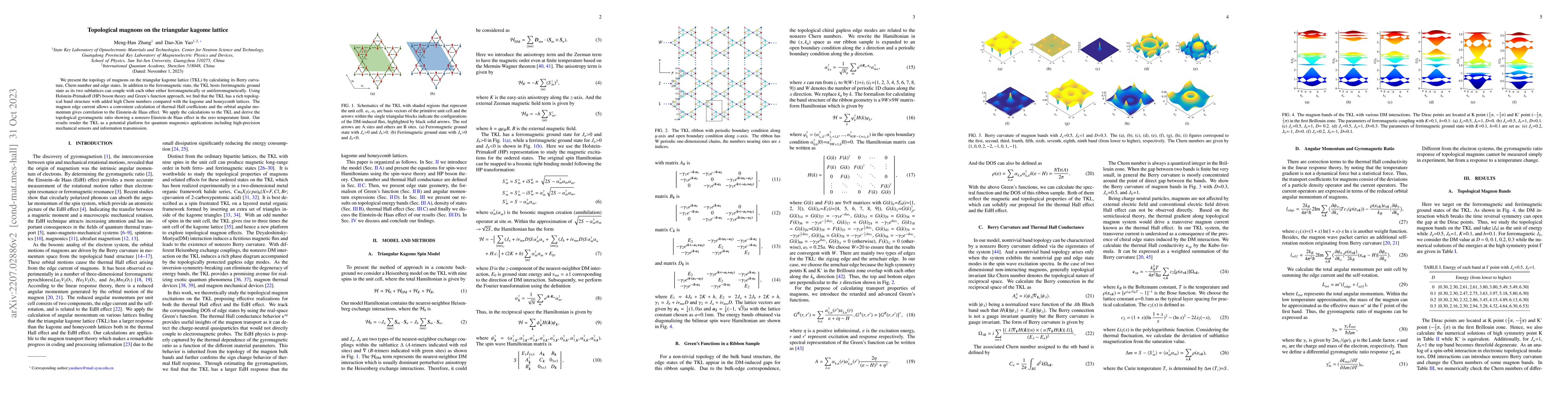 Thumbnail for Topological magnons on the triangular kagome lattice