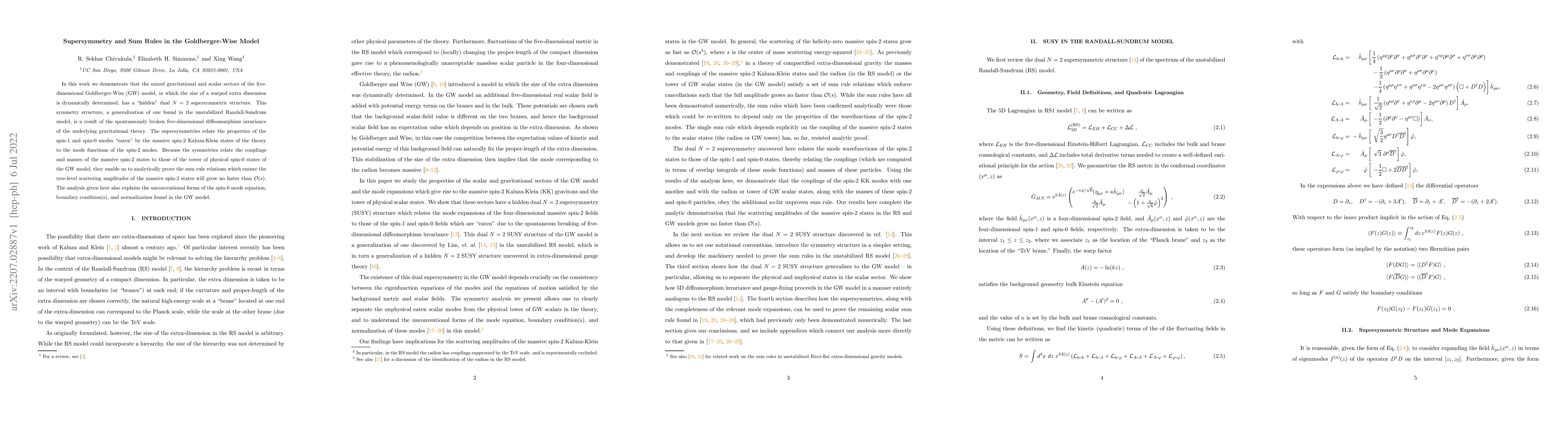 Thumbnail for Supersymmetry and Sum Rules in the Goldberger-Wise Model