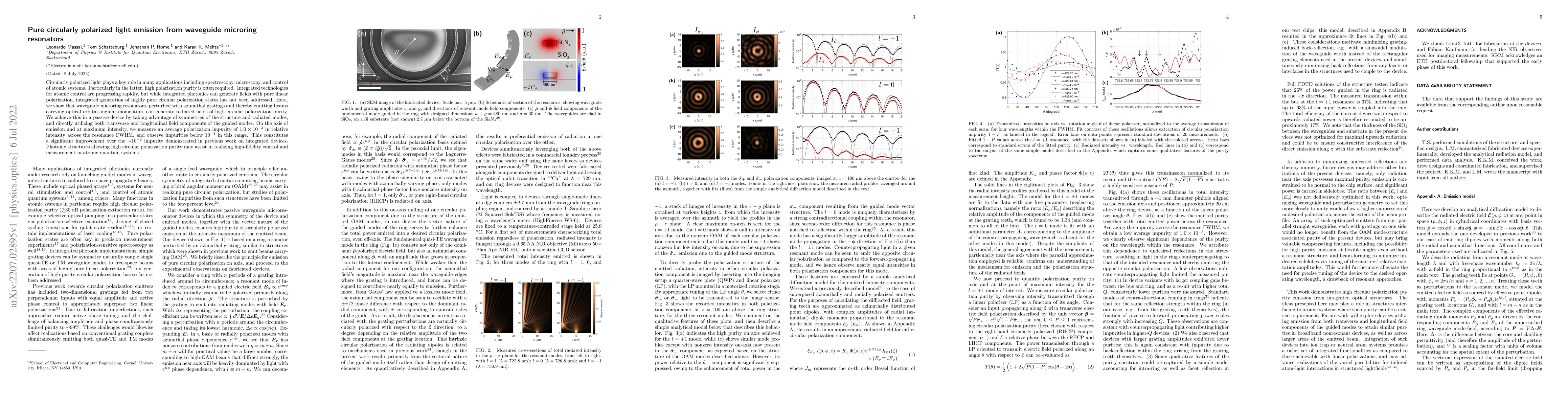 Thumbnail for Pure circularly polarized light emission from waveguide microring
  resonators
