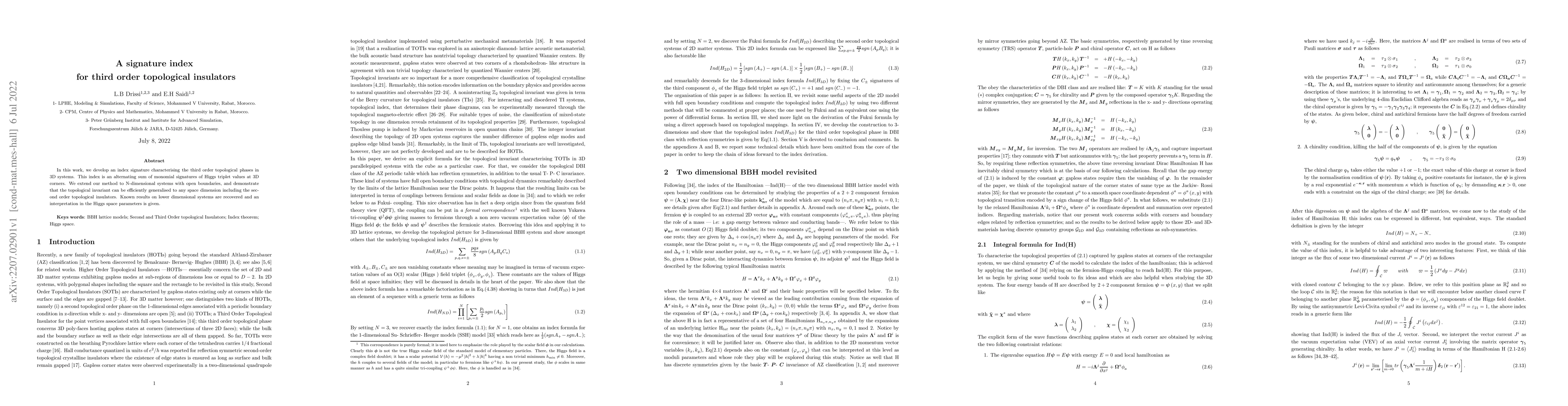 Thumbnail for A signature index for third order topological insulators