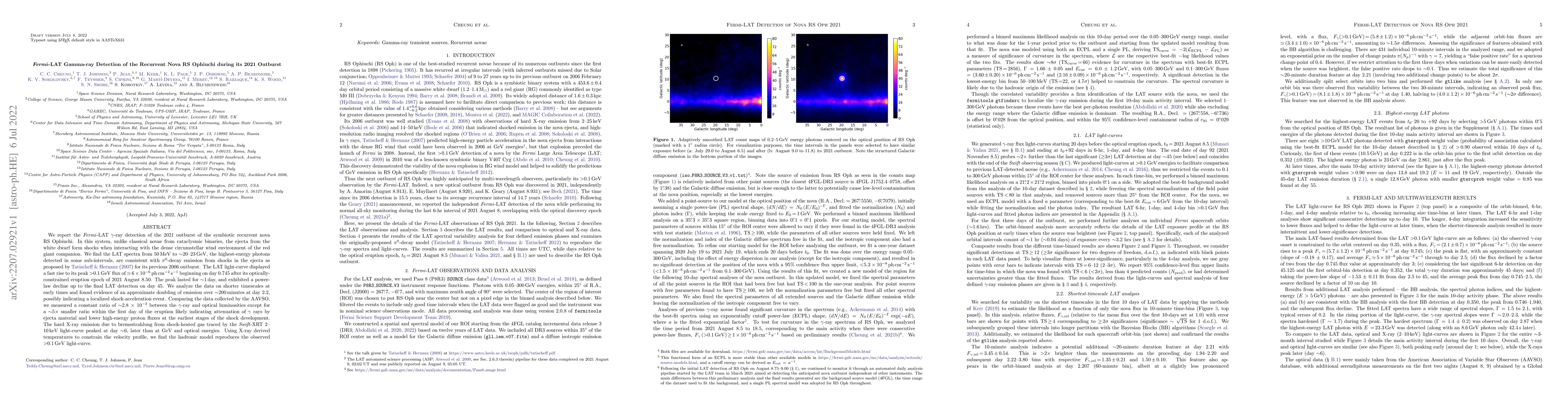 Thumbnail for Fermi-LAT Gamma-ray Detection of the Recurrent Nova RS Ophiuchi during
  its 2021 Outburst