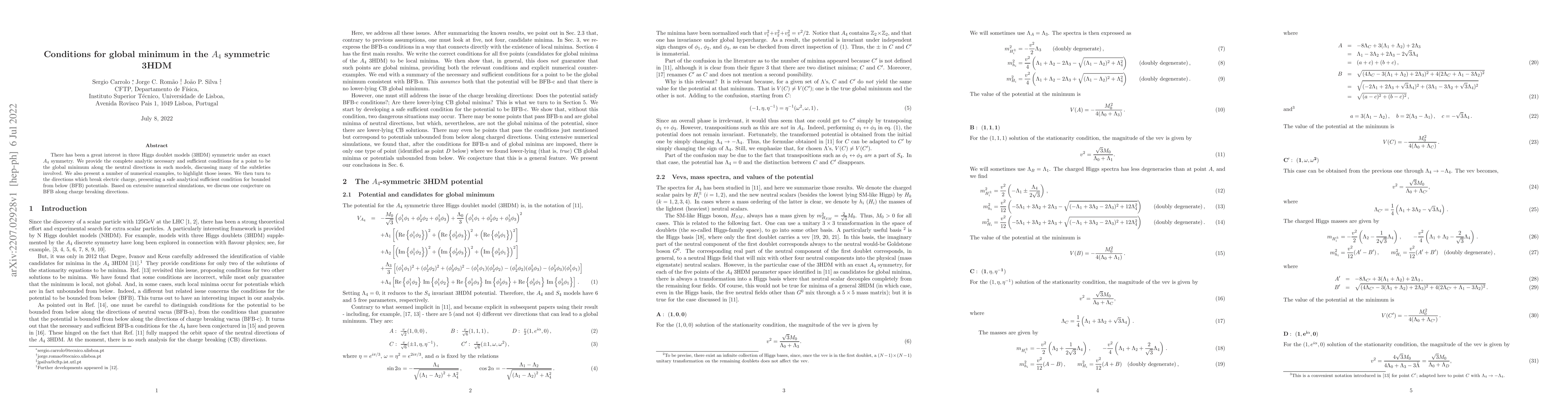Thumbnail for Conditions for global minimum in the A4 symmetric 3HDM