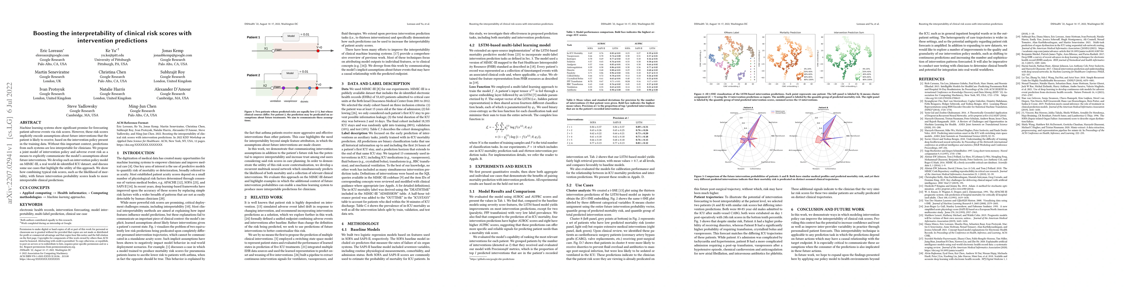 Thumbnail for Boosting the interpretability of clinical risk scores with intervention
  predictions