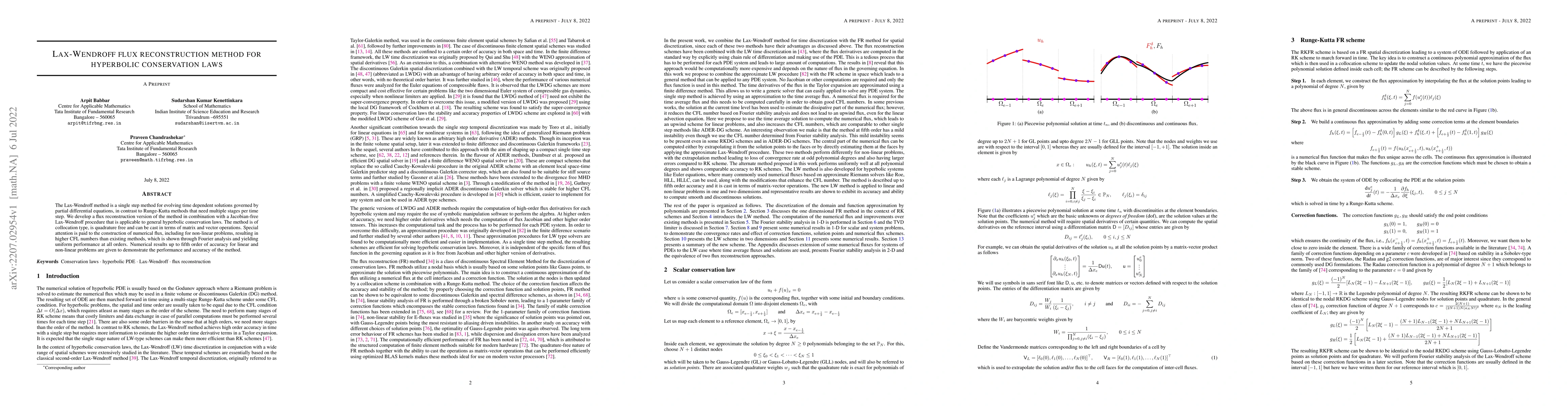 Thumbnail for Lax-Wendroff flux reconstruction method for hyperbolic conservation laws