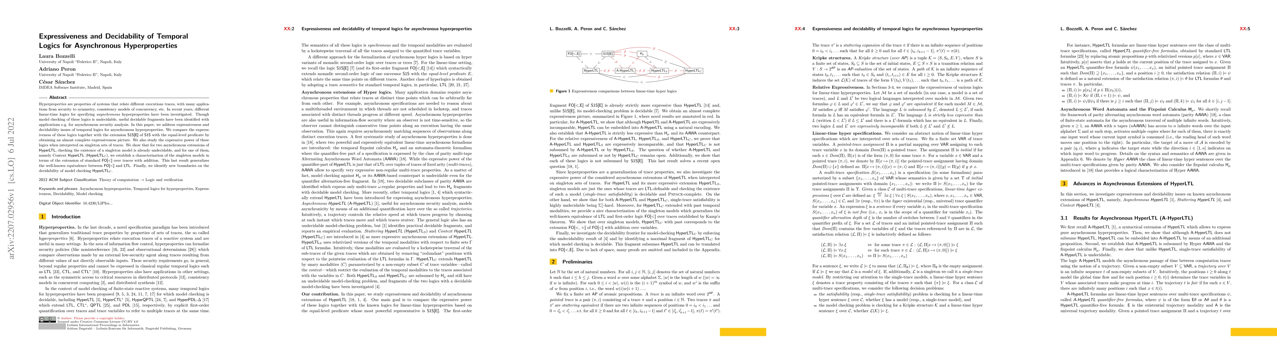 Thumbnail for Expressiveness and Decidability of Temporal Logics for Asynchronous
  Hyperproperties