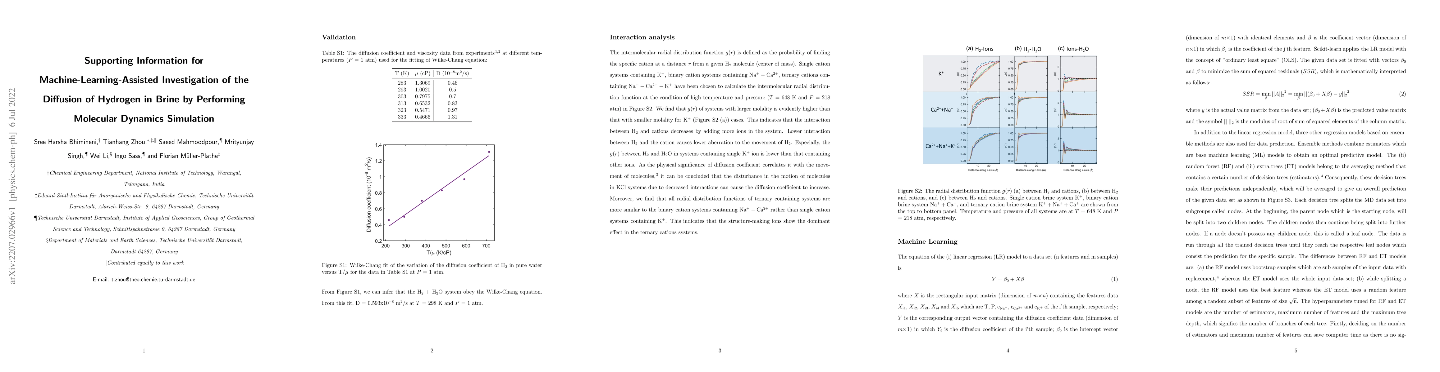 Thumbnail for Machine-Learning-Assisted Investigation of the Diffusion of Hydrogen in
  Brine by Performing Molecular Dynamics Simulation