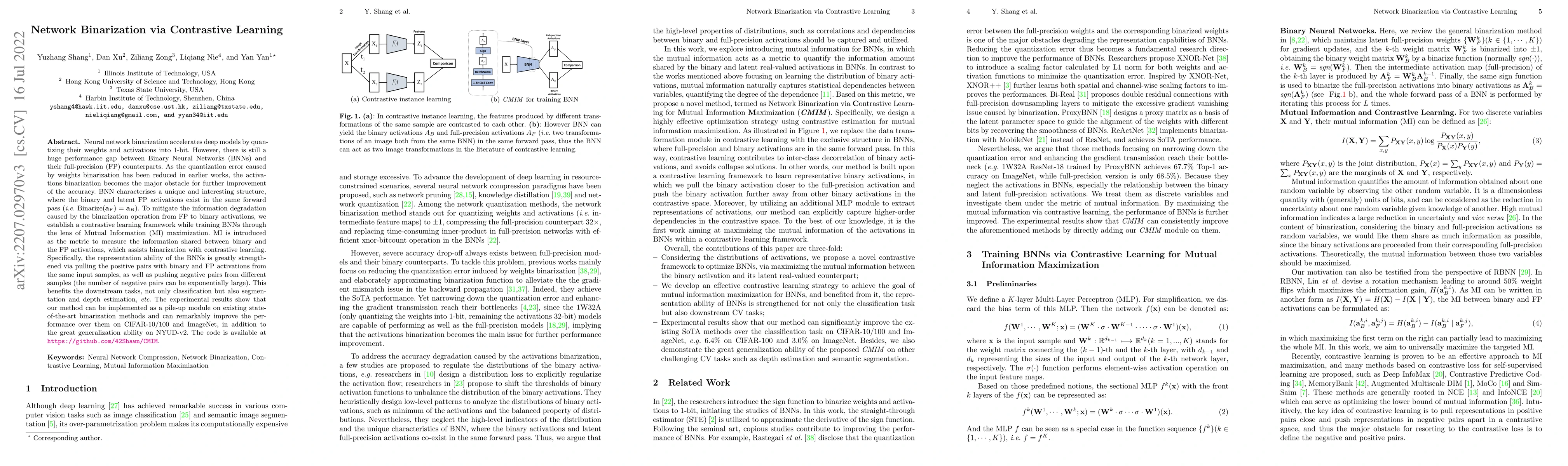 Thumbnail for Network Binarization via Contrastive Learning