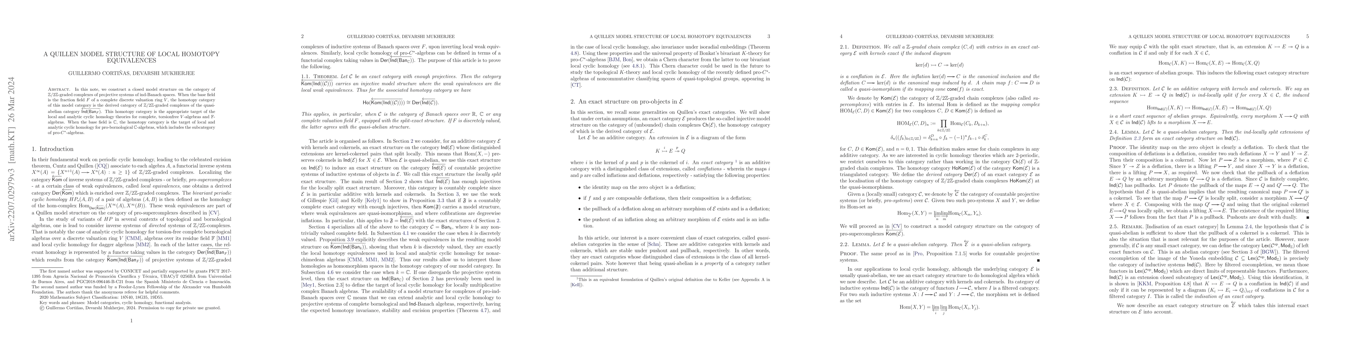 Thumbnail for A Quillen model structure of local homotopy equivalences