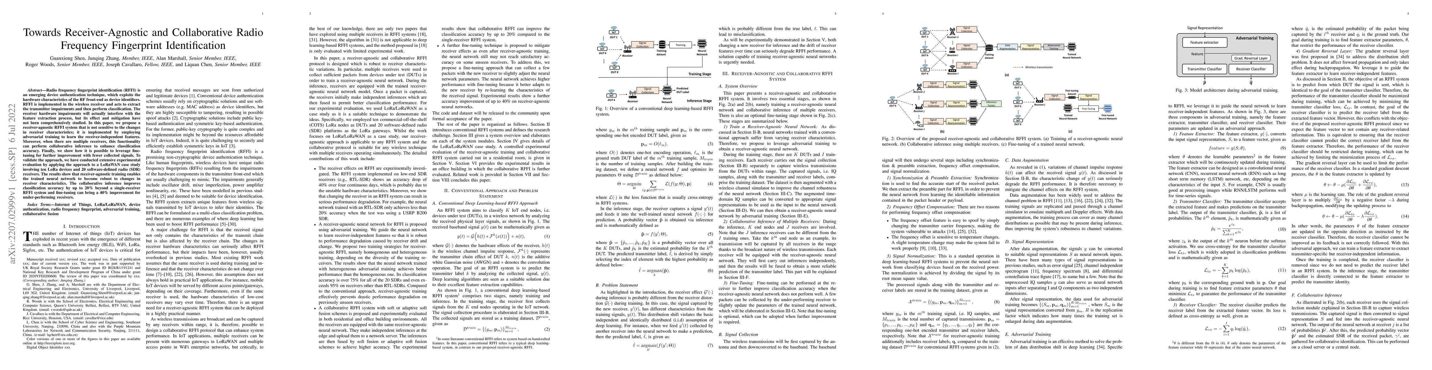 Thumbnail for Towards Receiver-Agnostic and Collaborative Radio Frequency Fingerprint
  Identification