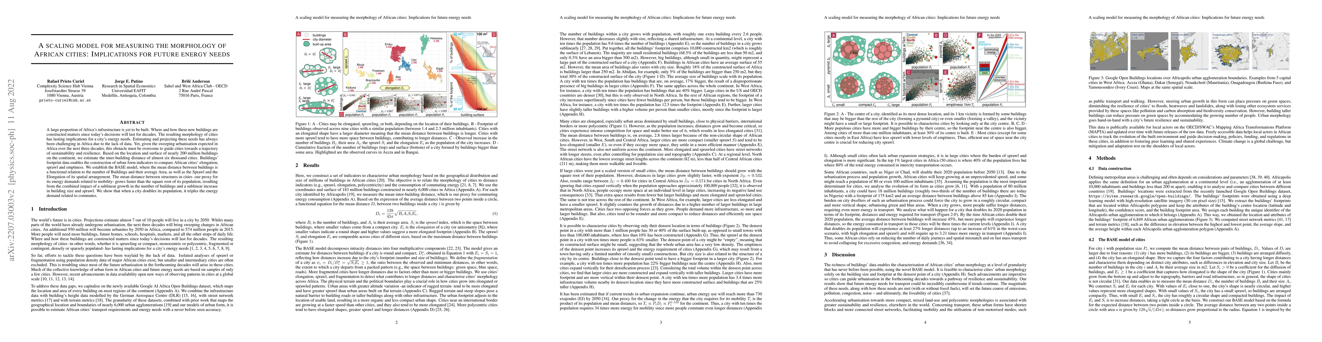 Thumbnail for A scaling model for measuring the morphology of African cities:
  Implications for future energy needs